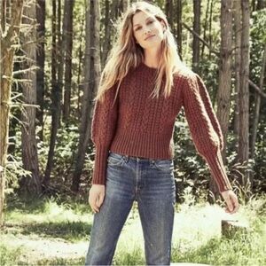 DOEN cable knit sweater, merino wool / baby alpaca. Sz S